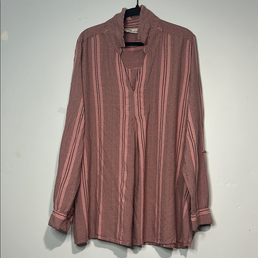 Cafe Marrakesh Womens XL Blouse Pink Long Sleeve